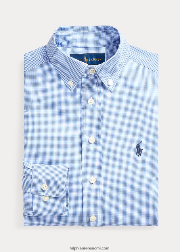 Ralph Lauren lapset ohut gingham puuvillainen mekkopaita 0Z24ZR6072 sininen multi