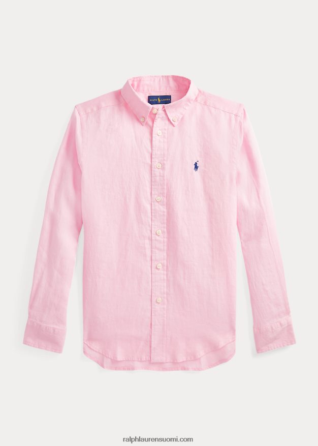 Ralph Lauren lapset pellava paita 0Z24ZR5637 karmelin pinkki