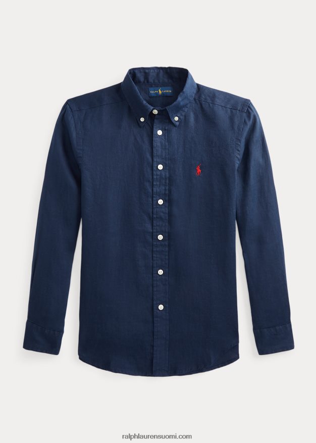 Ralph Lauren lapset pellava paita 0Z24ZR5639 newportin laivasto
