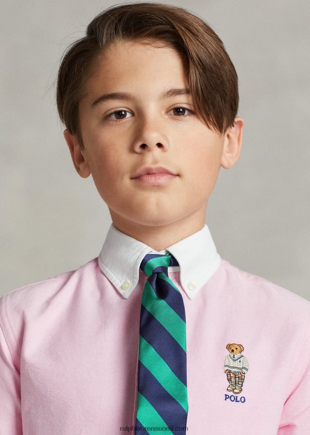 Ralph Lauren lapset poolo karhu puuvilla oxford paita 0Z24ZR6551 uusi ruusu valkokaulus
