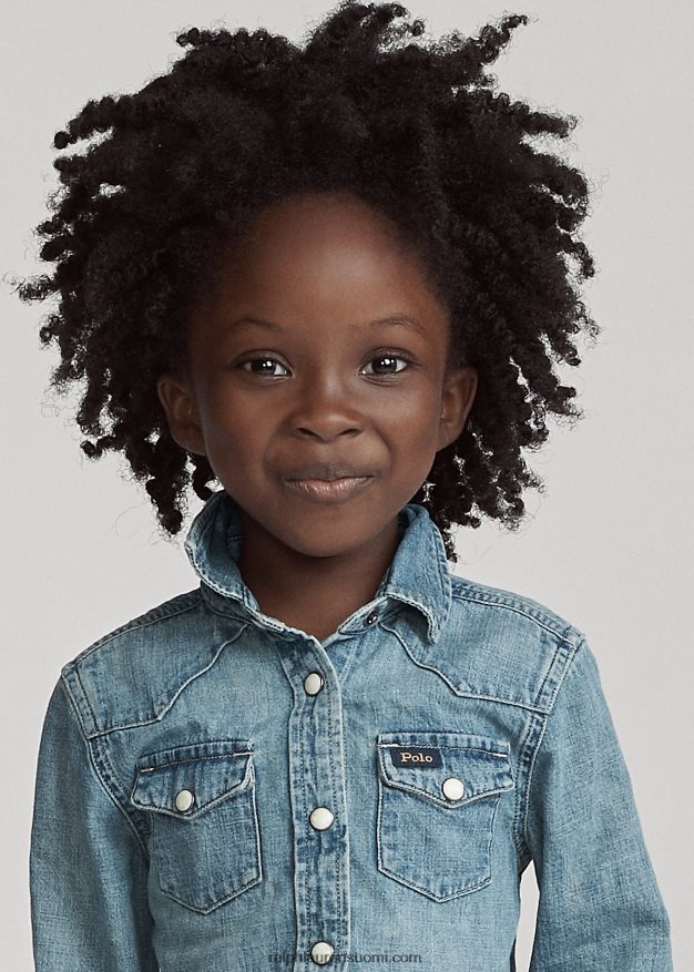 Ralph Lauren lapset puuvillainen denim länsimainen paita 0Z24ZR6735 sininen