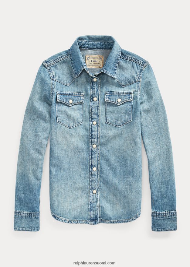 Ralph Lauren lapset puuvillainen denim länsimainen paita 0Z24ZR7205 sininen