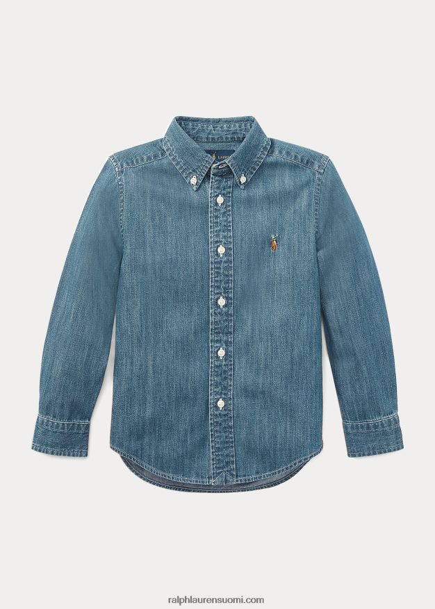 Ralph Lauren lapset puuvillainen denim paita 0Z24ZR5708 tummansininen