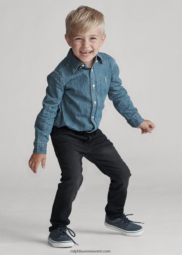 Ralph Lauren lapset puuvillainen denim paita 0Z24ZR5708 tummansininen
