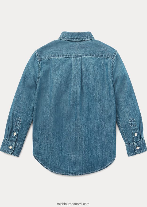 Ralph Lauren lapset puuvillainen denim paita 0Z24ZR5708 tummansininen