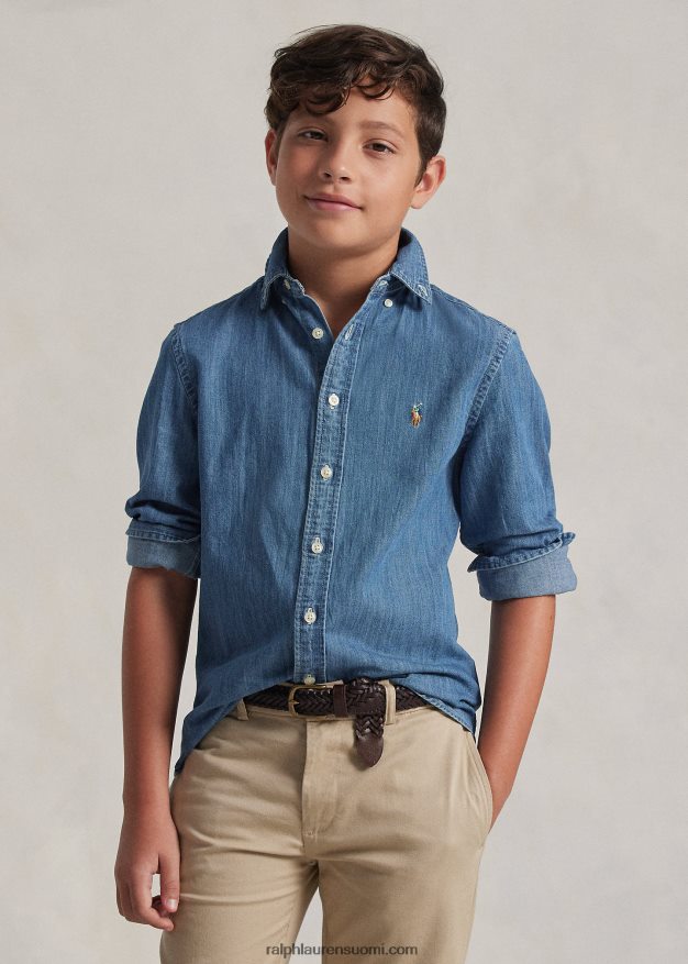 Ralph Lauren lapset puuvillainen denim paita 0Z24ZR6059 tummansininen