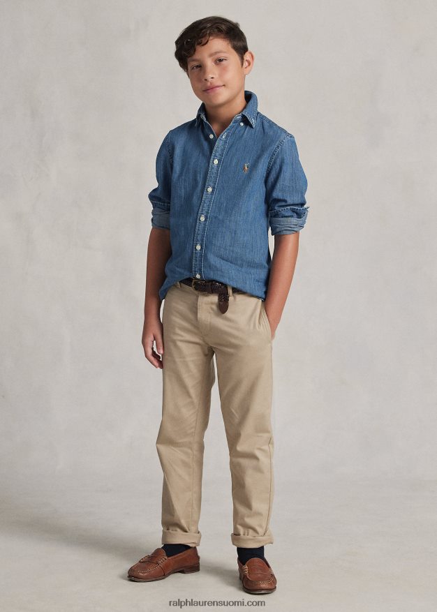 Ralph Lauren lapset puuvillainen denim paita 0Z24ZR6059 tummansininen