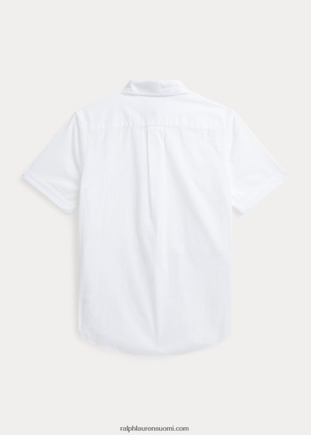 Ralph Lauren lapset puuvillainen seersucker lyhythihainen paita 0Z24ZR6588 valkoinen