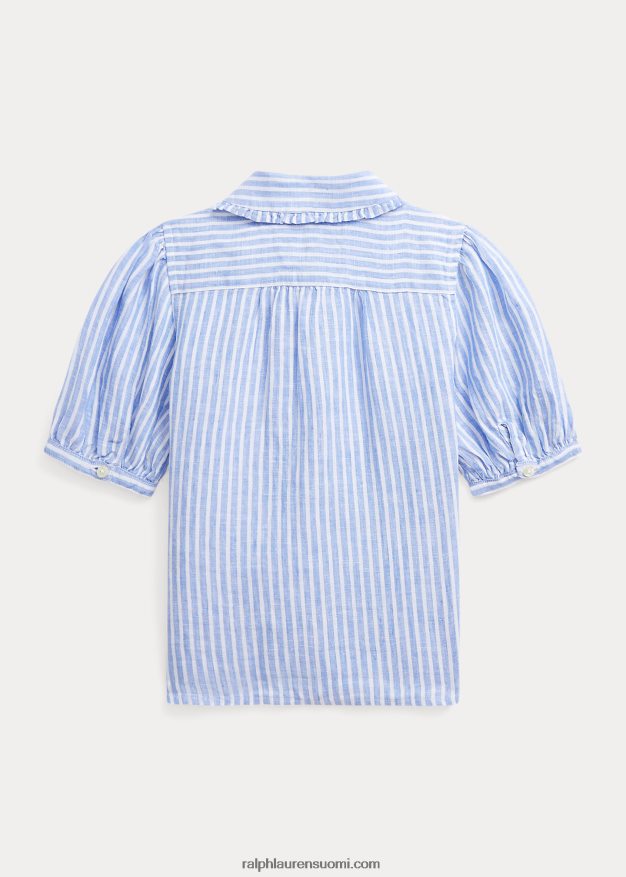 Ralph Lauren lapset raidallinen pellava lyhythihainen paita 0Z24ZR7364 sinivalkoinen