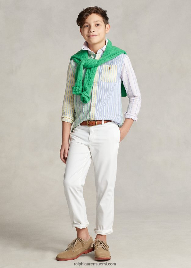 Ralph Lauren lapset raidallinen puuvillainen oxford hauska paita 0Z24ZR6553 raidallinen hauska paita