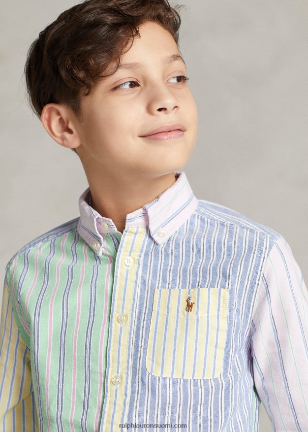 Ralph Lauren lapset raidallinen puuvillainen oxford hauska paita 0Z24ZR6553 raidallinen hauska paita