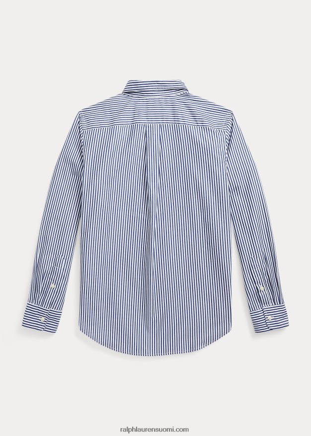 Ralph Lauren lapset raidallinen puuvillapopliinipaita 0Z24ZR6546 laivasto/valkoinen