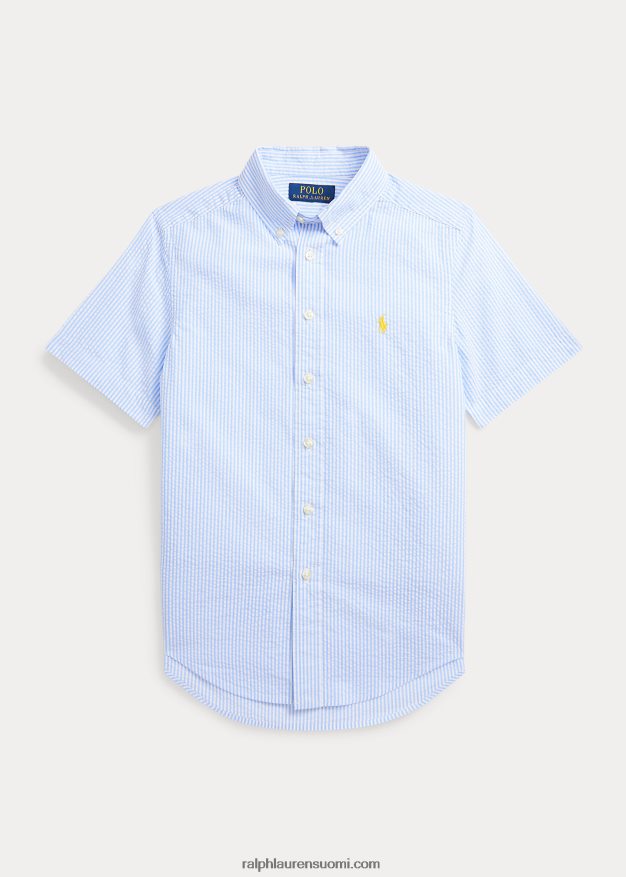 Ralph Lauren lapset raidallinen seersucker lyhythihainen paita 0Z24ZR6594 sinivalkoinen