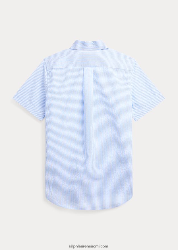 Ralph Lauren lapset raidallinen seersucker lyhythihainen paita 0Z24ZR6594 sinivalkoinen