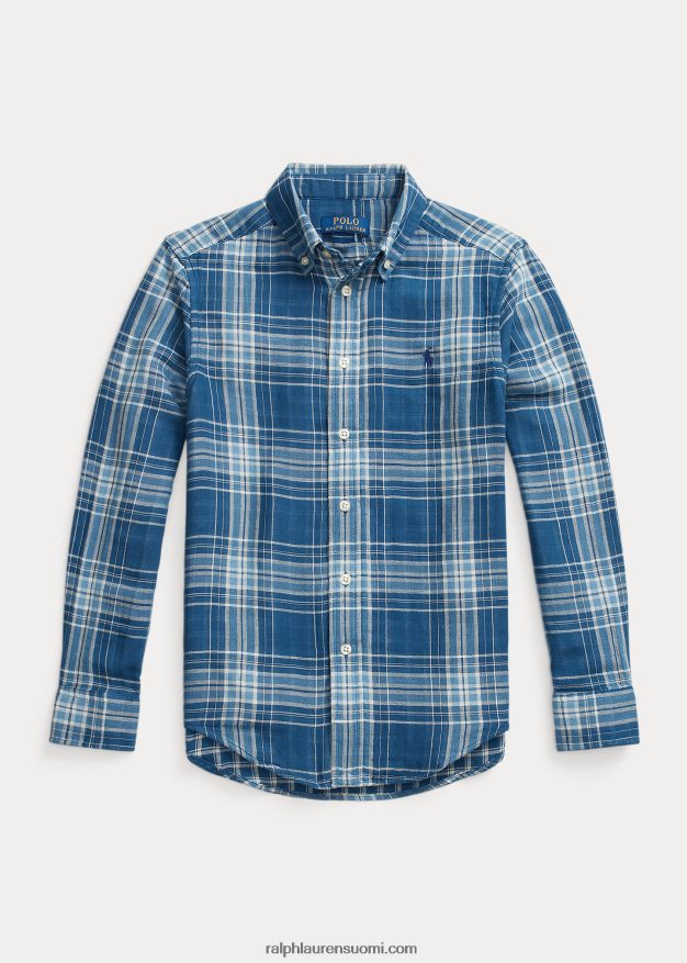 Ralph Lauren lapset ruudullinen kaksipuolinen puuvillapaita 0Z24ZR9927 sininen/laivasto monitoimi