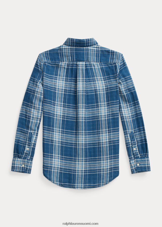 Ralph Lauren lapset ruudullinen kaksipuolinen puuvillapaita 0Z24ZR9927 sininen/laivasto monitoimi