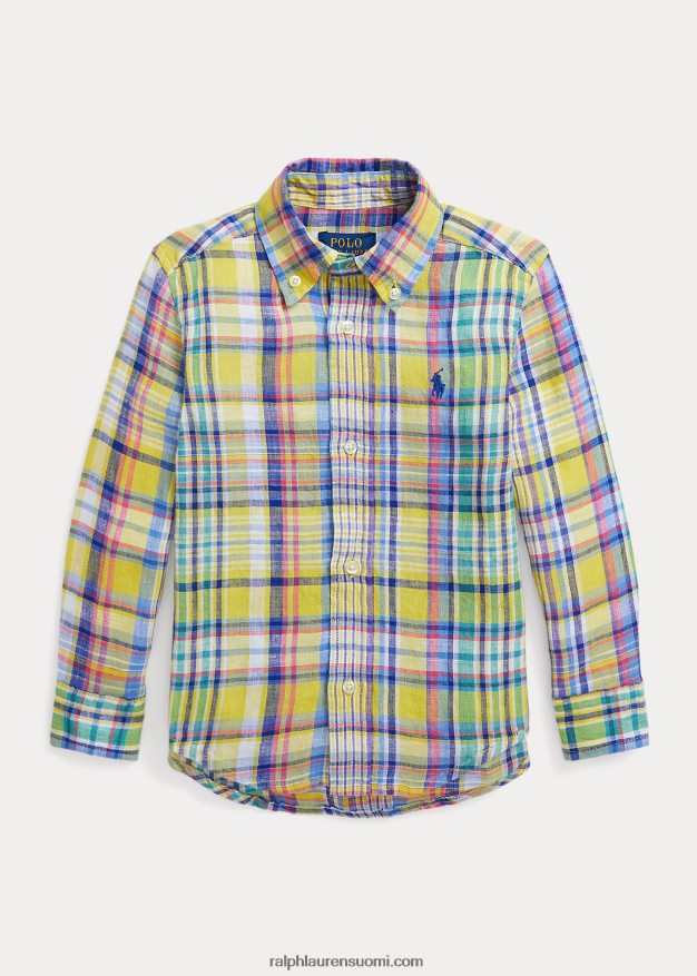 Ralph Lauren lapset ruudullinen pellavapaita 0Z24ZR6471 keltainen/vihreä multi