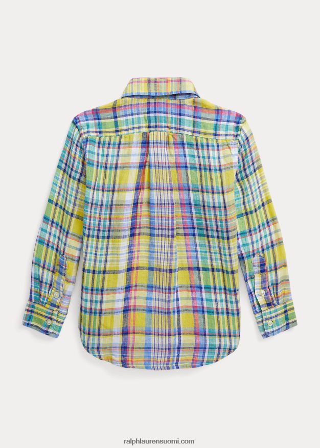 Ralph Lauren lapset ruudullinen pellavapaita 0Z24ZR6471 keltainen/vihreä multi