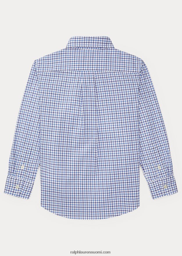 Ralph Lauren lapset ruudullinen puuvillapopliinipaita 0Z24ZR5937 sininen multi