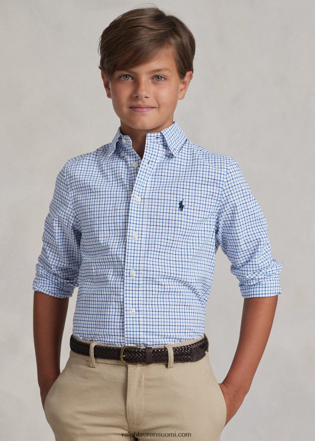 Ralph Lauren lapset ruudullinen puuvillapopliinipaita 0Z24ZR6060 sininen multi