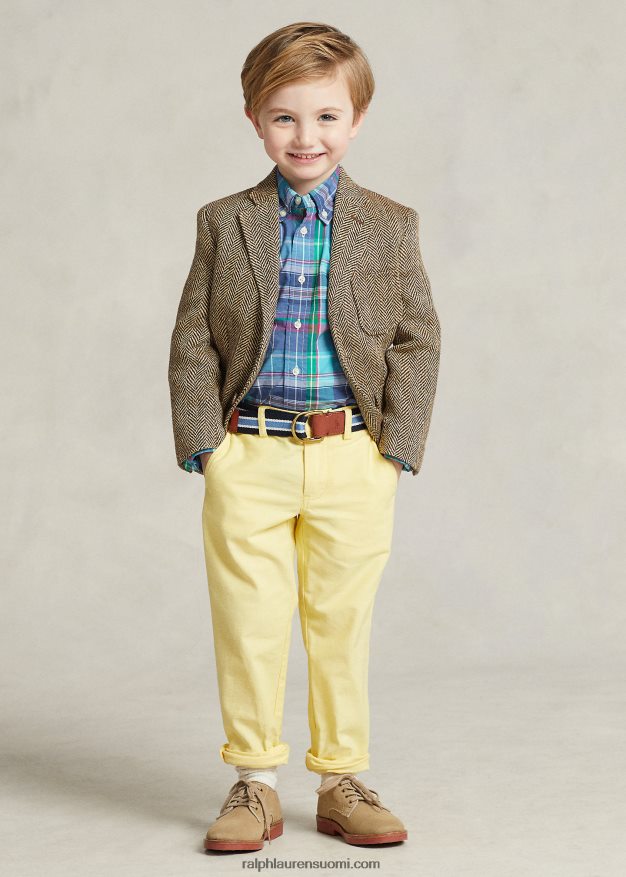 Ralph Lauren lapset ruudullinen puuvillapopliinipaita 0Z24ZR6429 turkoosi/tumman pinkki