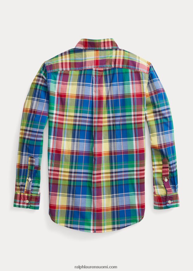 Ralph Lauren lapset ruudullinen puuvillapopliinipaita 0Z24ZR6554 Royal/ Navy Multi