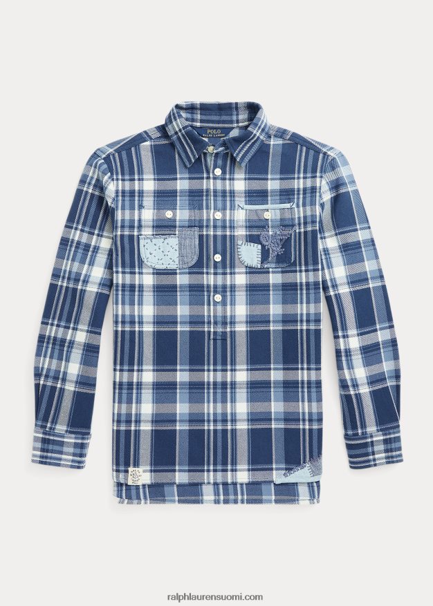 Ralph Lauren lapset ruudullinen puuvillatvillipaita 0Z24ZR7606 sininen/kermanvärinen multi