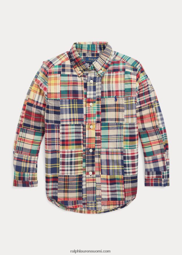 Ralph Lauren lapset tilkkupuuvillainen madras-paita 0Z24ZR6472 madrasin tilkkutäkki