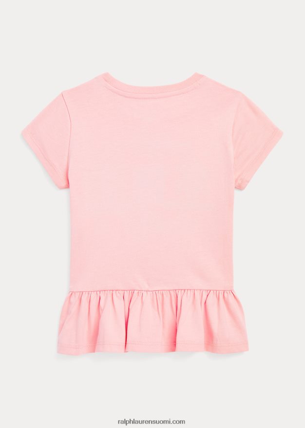 Ralph Lauren lapset brodeerattu puuvillajerseypeplum toppi 0Z24ZR7415 vaaleanpunainen hiekka