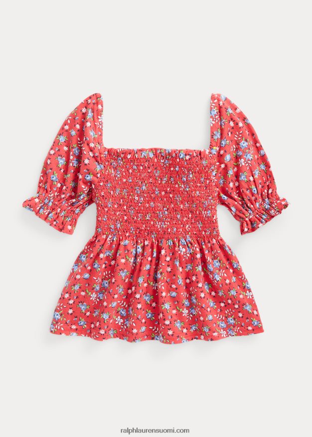 Ralph Lauren lapset kukkainen smocked puuvillajersey-toppi 0Z24ZR6874 maan messut kukka
