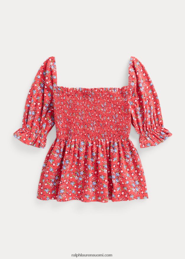 Ralph Lauren lapset kukkainen smocked puuvillajersey-toppi 0Z24ZR7153 maan messut kukka