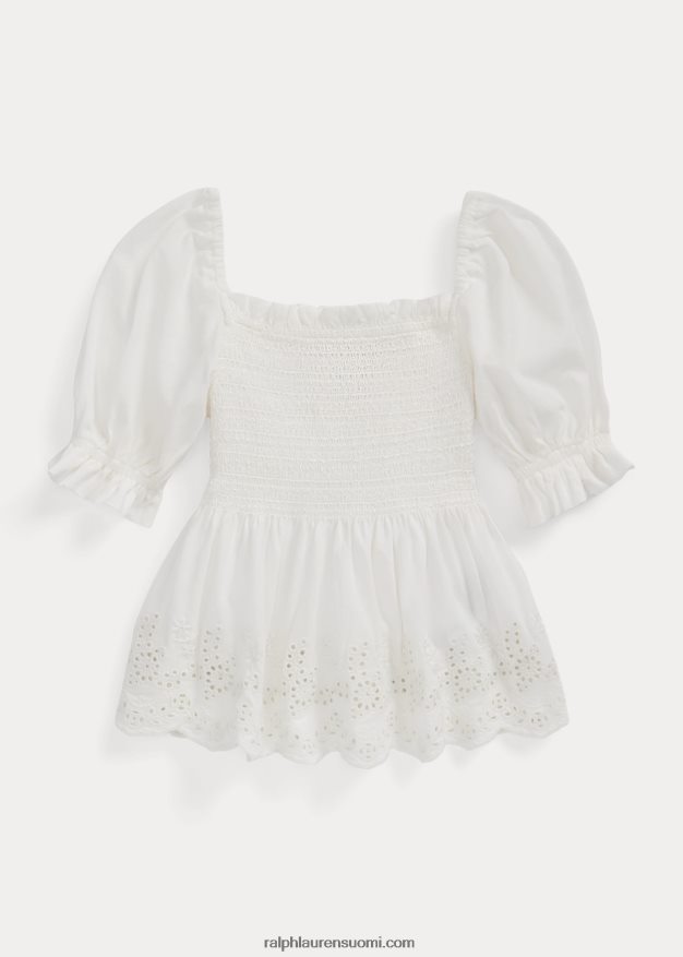 Ralph Lauren lapset smokkipuuvillainen trikoopaita 0Z24ZR6844 kannenpesuaine valkoinen