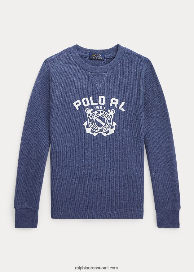 Ralph Lauren lapset logolla neulottu pitkähihainen t-paita 0Z24ZR6529 maalaismainen laivastonsininen kanerva