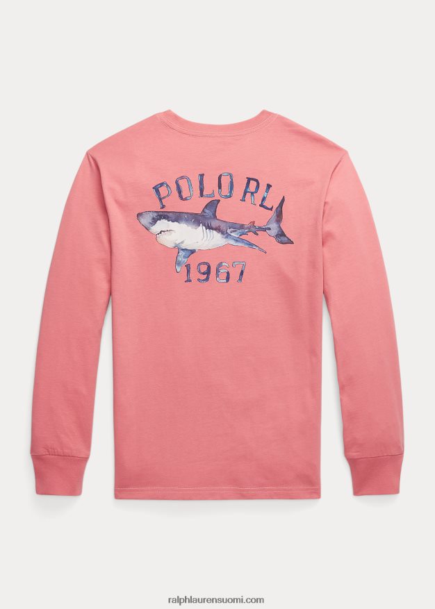 Ralph Lauren lapset pitkähihainen puuvillainen logollinen taskupaita 0Z24ZR6116 Aavikkoruusu