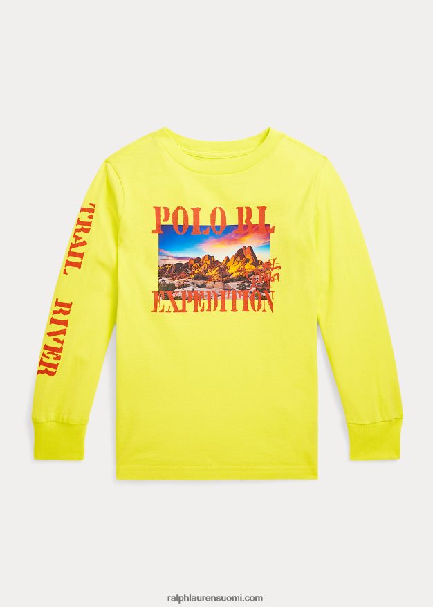Ralph Lauren lapset puuvillainen pitkähihainen graafinen t-paita 0Z24ZR9906 laser keltainen