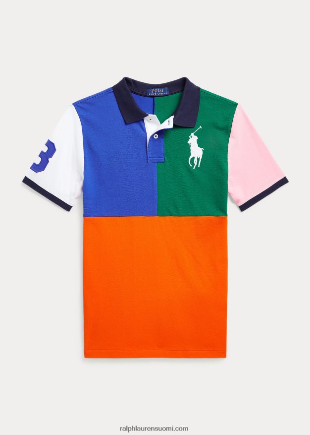 Ralph Lauren lapset iso poni puuvillaverkkopaita 0Z24ZR9854 purjehdus oranssi multi