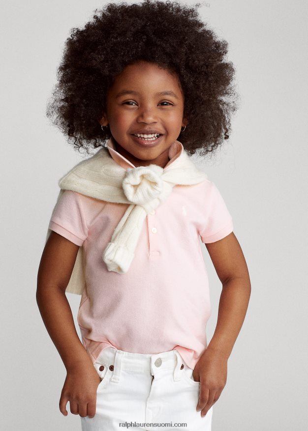 Ralph Lauren lapset joustava puuvillaverkkopaita 0Z24ZR6784 bristolin pinkki