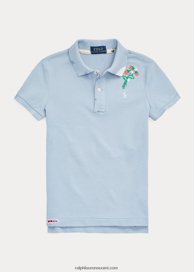 Ralph Lauren lapset kukkapuuvillaverkkopaita 0Z24ZR7089 kiinteistön sininen