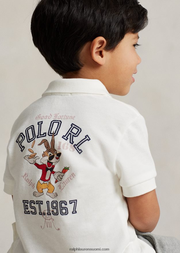 Ralph Lauren lapset kuun uudenvuoden puuvillaverkkopoolopaita 0Z24ZR6438 nevis