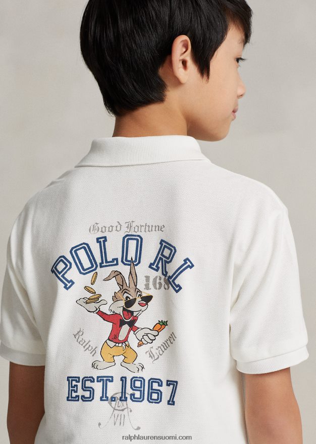 Ralph Lauren lapset kuun uudenvuoden puuvillaverkkopoolopaita 0Z24ZR6571 nevis