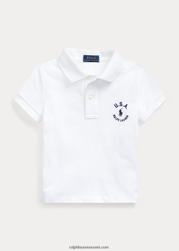 Ralph Lauren lapset lippupuuvillaverkkopaita 0Z24ZR6780 valkoinen