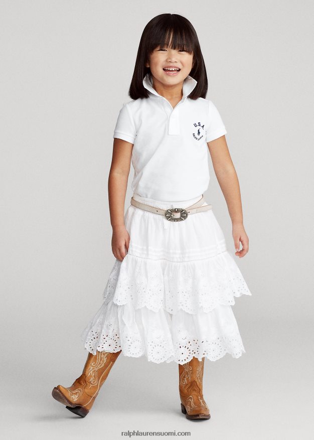 Ralph Lauren lapset lippupuuvillaverkkopaita 0Z24ZR6780 valkoinen