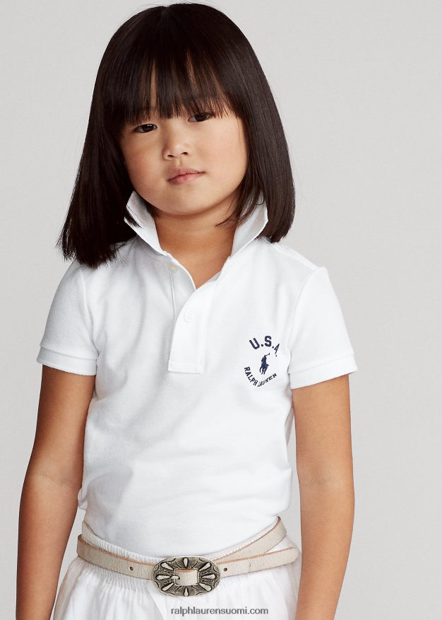 Ralph Lauren lapset lippupuuvillaverkkopaita 0Z24ZR6780 valkoinen