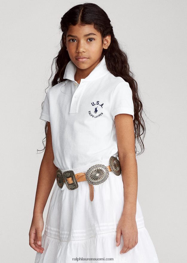 Ralph Lauren lapset lippupuuvillaverkkopaita 0Z24ZR7022 valkoinen