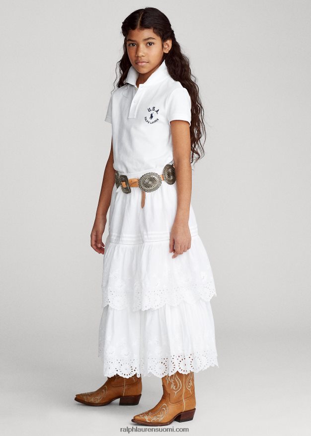 Ralph Lauren lapset lippupuuvillaverkkopaita 0Z24ZR7022 valkoinen