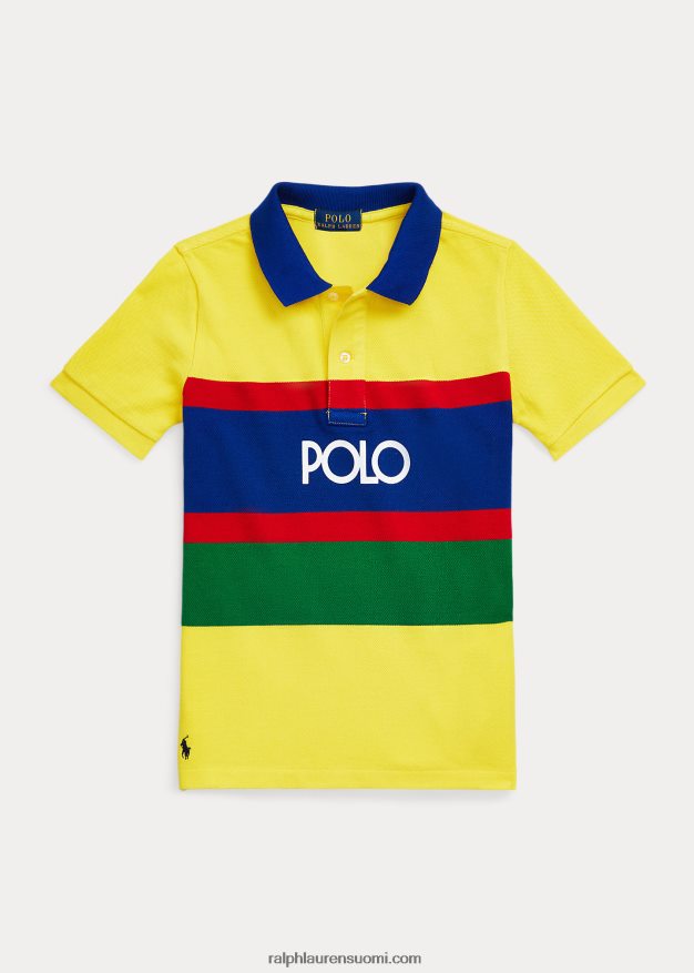 Ralph Lauren lapset logoraidallinen puuvillaverkkopoolopaita 0Z24ZR9777 sitruunamurskaus multi