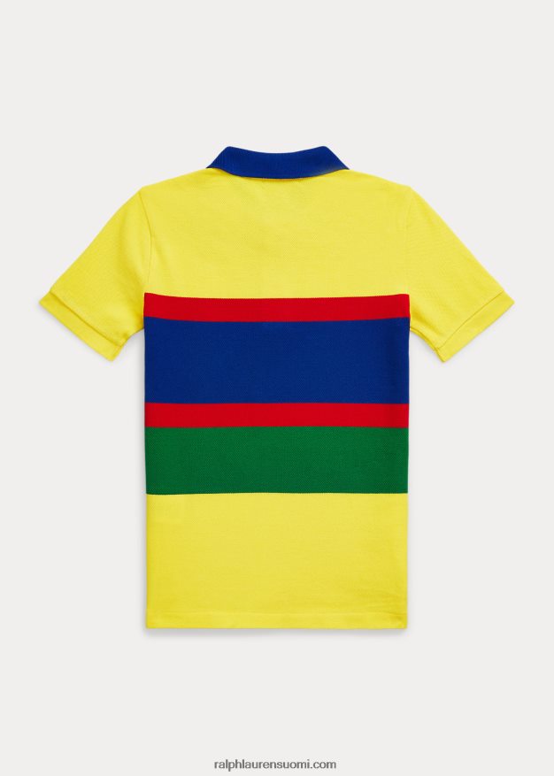 Ralph Lauren lapset logoraidallinen puuvillaverkkopoolopaita 0Z24ZR9777 sitruunamurskaus multi