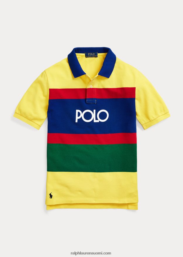 Ralph Lauren lapset logoraidallinen puuvillaverkkopoolopaita 0Z24ZR9813 sitruunamurskaus multi