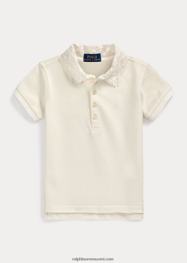 Ralph Lauren lapset pitsikaulus joustava verkkopaita 0Z24ZR7381 valkoinen