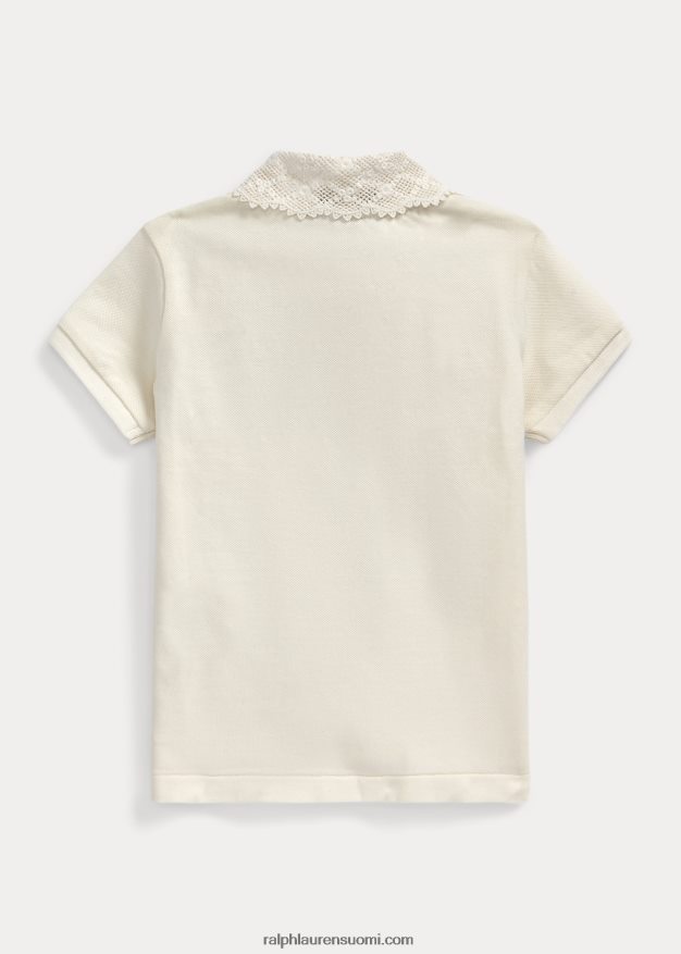 Ralph Lauren lapset pitsikaulus joustava verkkopaita 0Z24ZR7381 valkoinen